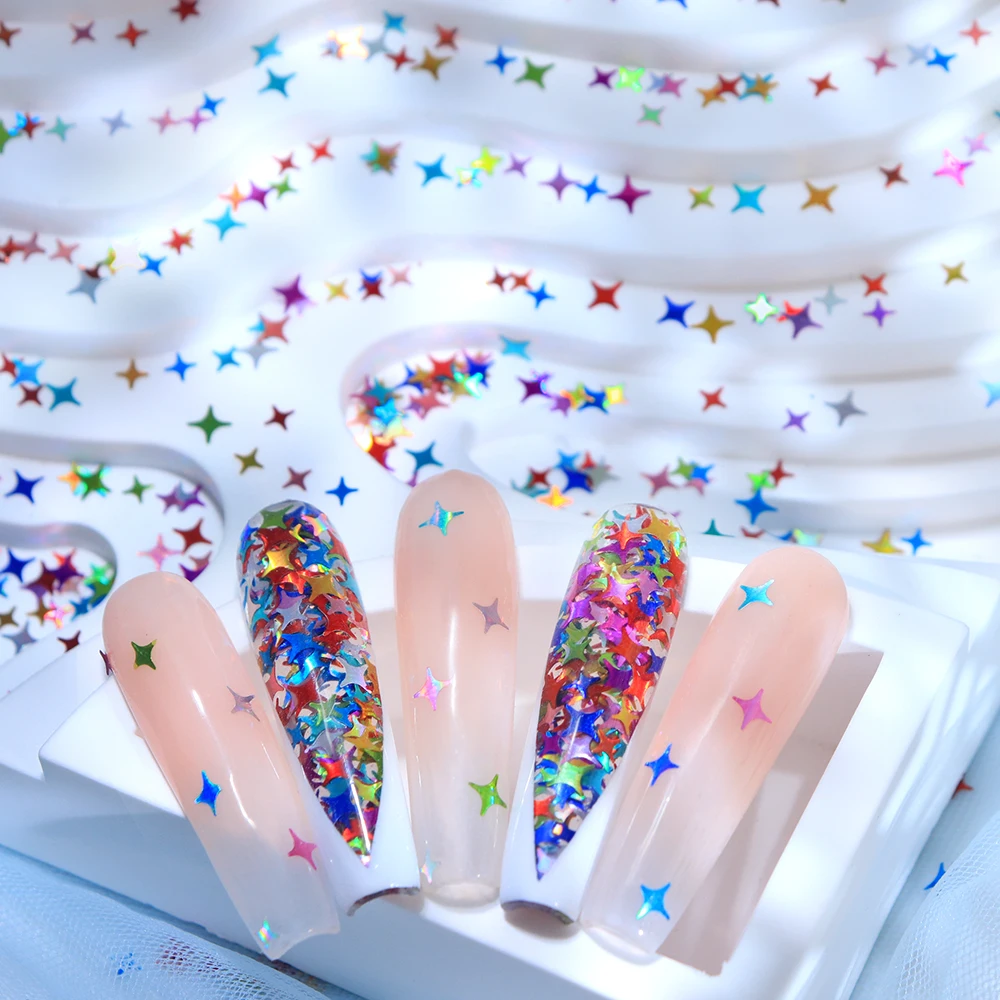 5g multicolorido estrela prego glitter estrela de quatro pontas lantejoulas inverno natal decoração da arte do prego diy manicure jóias acessórios