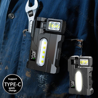 Super Bright Mini LED Flashlight USB Rechargeable Portable Tail Magnet Camping Lantern COB Emergency Light Head Rotation