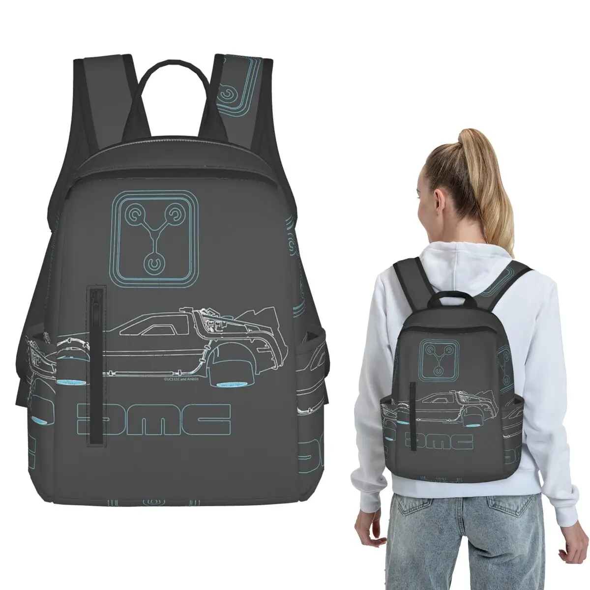Delorean And Flux Capacitor - Back To The Future Backpack Large Capacity Boys Girls BookBag School Bag Shoulder Bags for