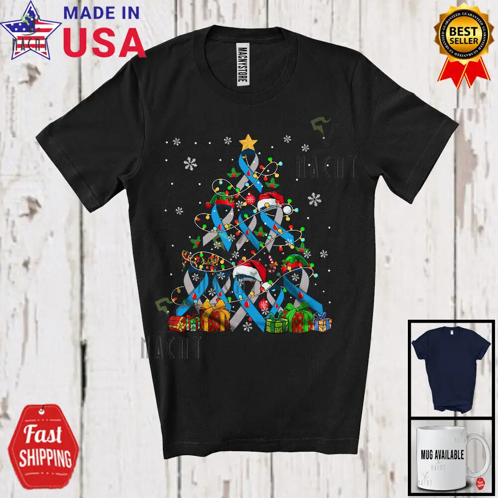 

Blue Ribbon Christmas Tree; Amazing X-mas Lights Diabetes Awareness; Snow Shirt