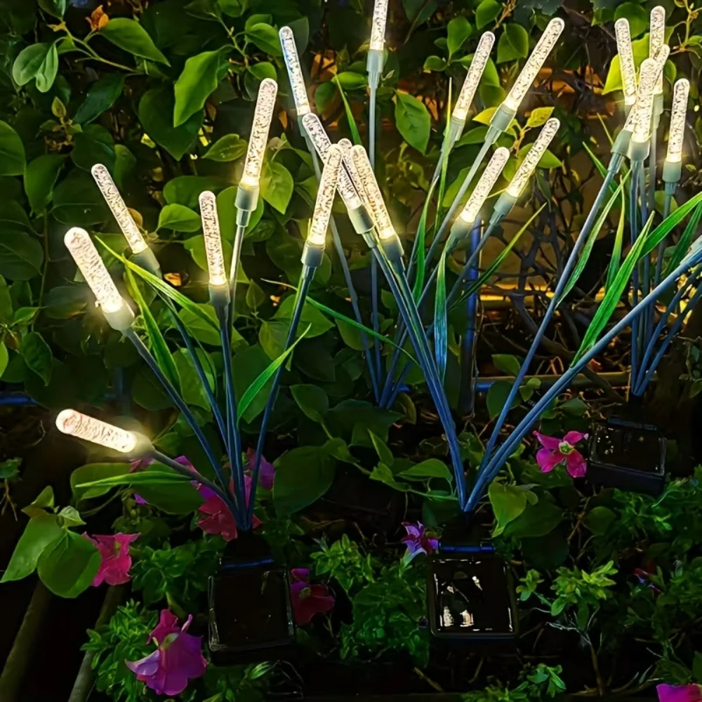 8 Modes Warm White Solar Bubble Reed Lights Waterproof LED Garden Stake Lamps for Lawn Pathway Patio Decoration
