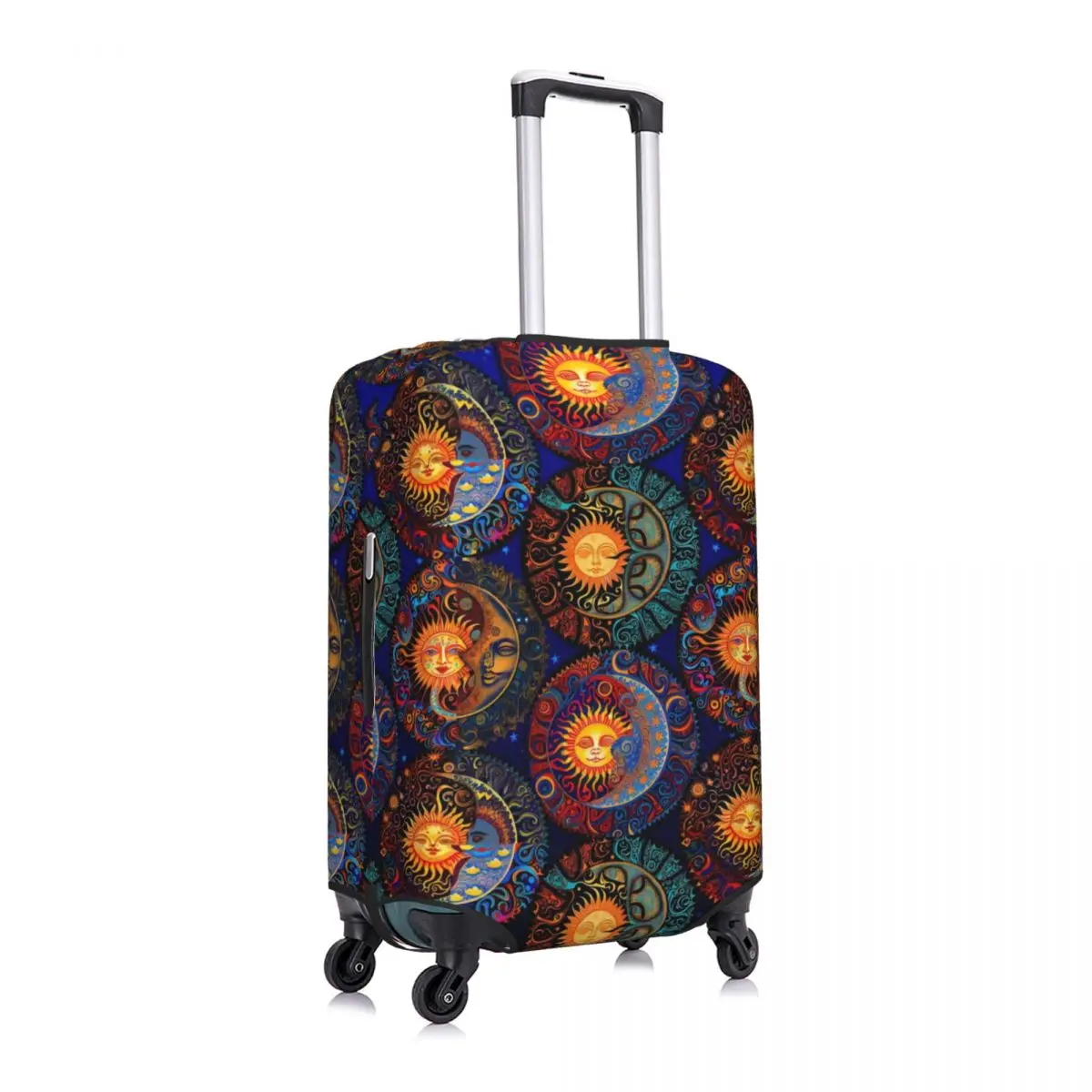 Psychedelic Sun And Moon Suitcase Cover Vacation Cosmic Dream Strectch Luggage Accesories Cruise Trip Protection