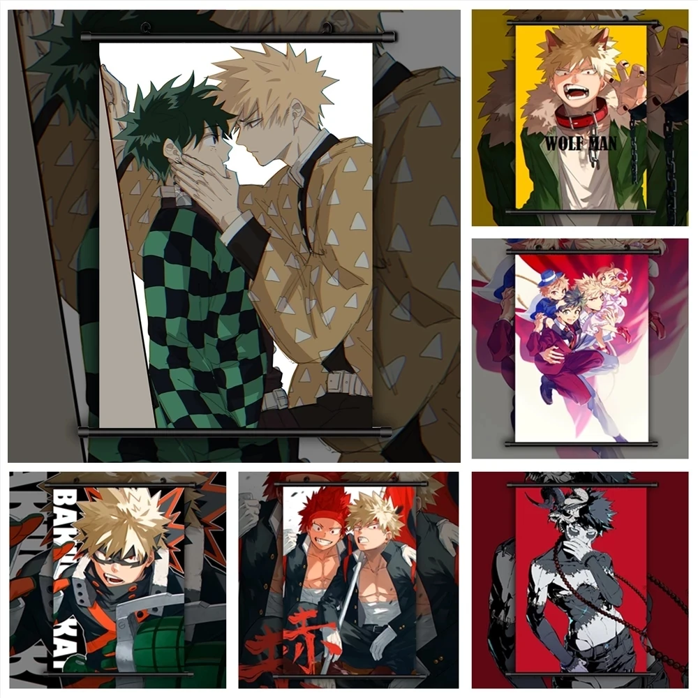 Hanging Scrolls My Hero Academia Poster HD Paintings Midoriya Izuku Canvas Picture Wall Art Prints Children's Room Home Decor