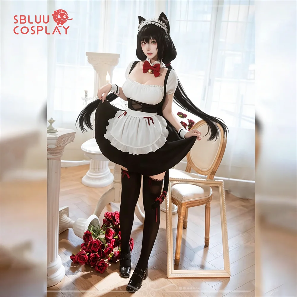 Disfraz de Cosplay de Tokisaki Kurumi de SBluuCosplay, Vestido de Sirvienta con Orejas de Gato, Calidad R, para Carnaval, Fiesta, Anime, Halloween, para Mujeres