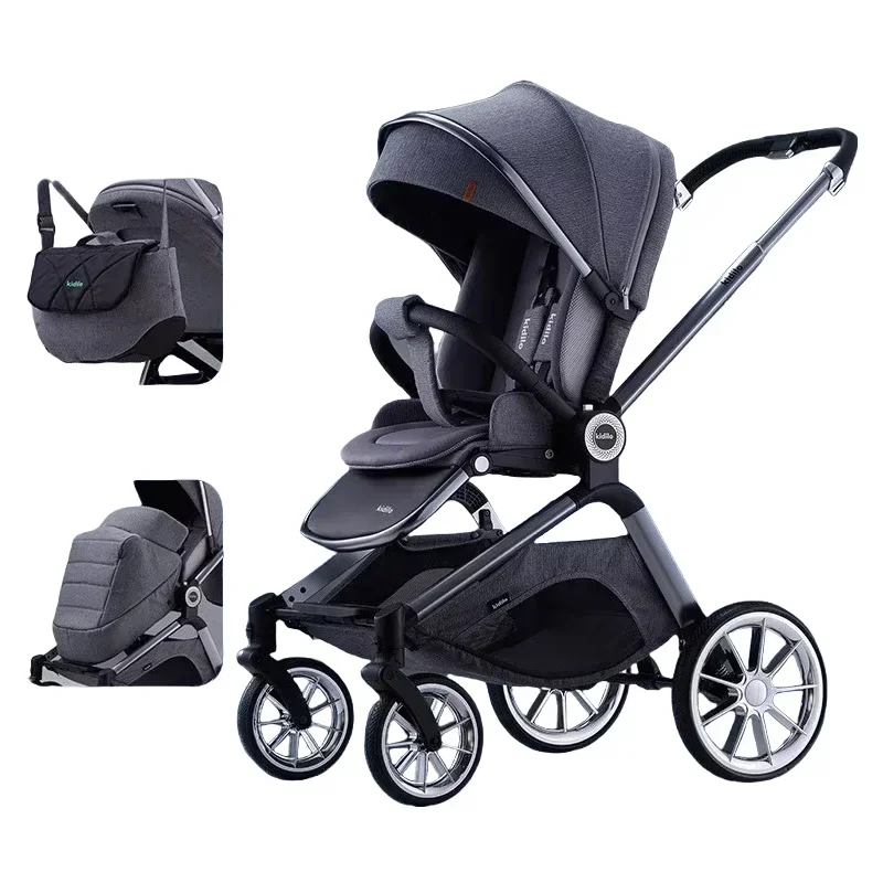 Newborn baby stroller with bidirectional high landscape, can be seated or lying down, lightweight and foldable baby stroller