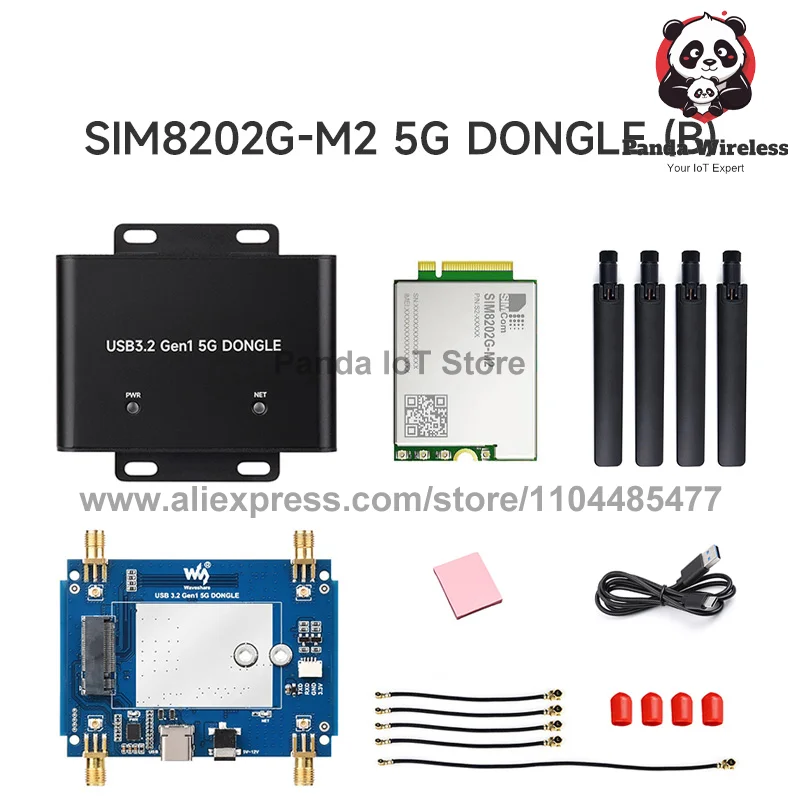 5G Dongle USB 3.2 Gen1 Enclosure Expansion Board Key B USB-C with RM520N SIM8202G SIM8262E SIM8262A RM530N and kits for global