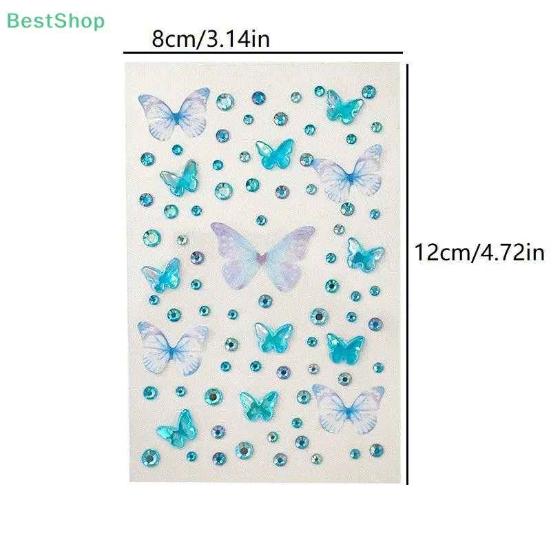 1 Lembar Stiker Wajah Kupu-kupu Elf Berhiaskan Berlian Imitasi Kawaii Perekat Sendiri Dekorasi Kupu-kupu Tenun Untuk Panggung Konser Perlengkapan Rias