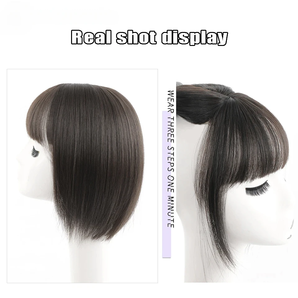 Parrucca da donna Pezzo di capelli da donna Frangia francese 3D Naturalmente soffice e leggera Copre perfettamente i capelli bianchi