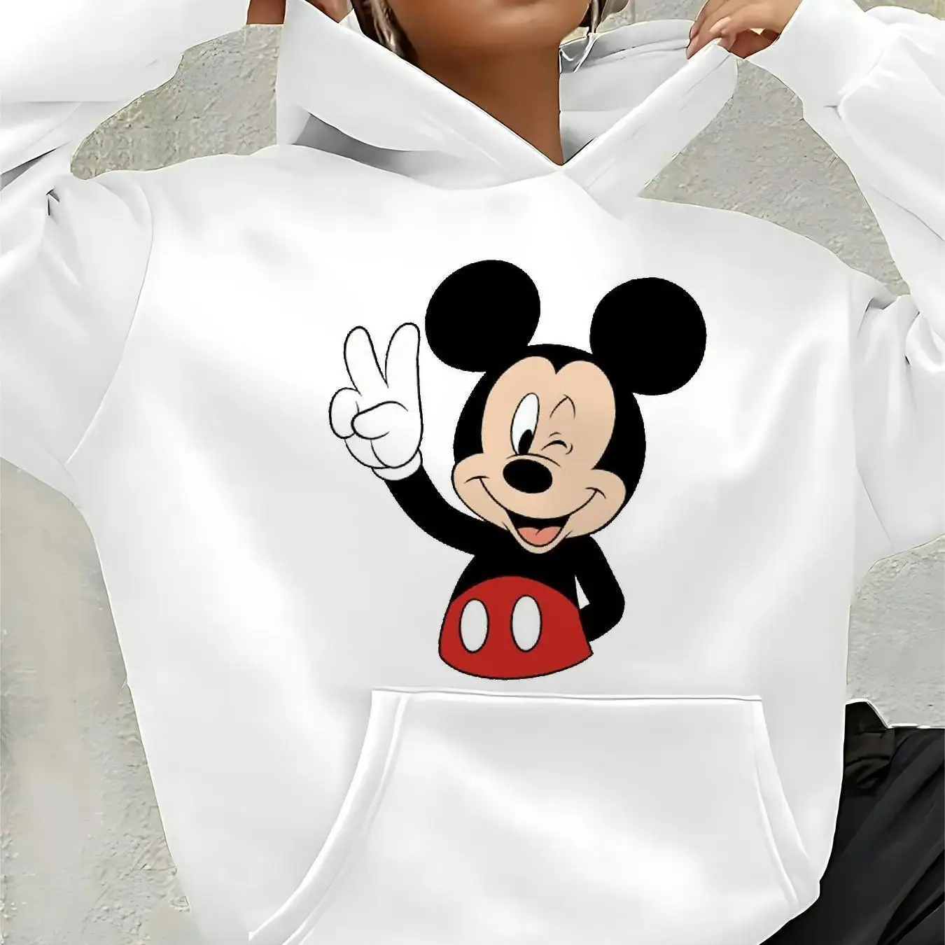 Disney Mickey Mouse sweat à capuche pour femme automne hiver polaire décontracté unisexe pull sweat vêtements à capuche surdimensionné Streetwear