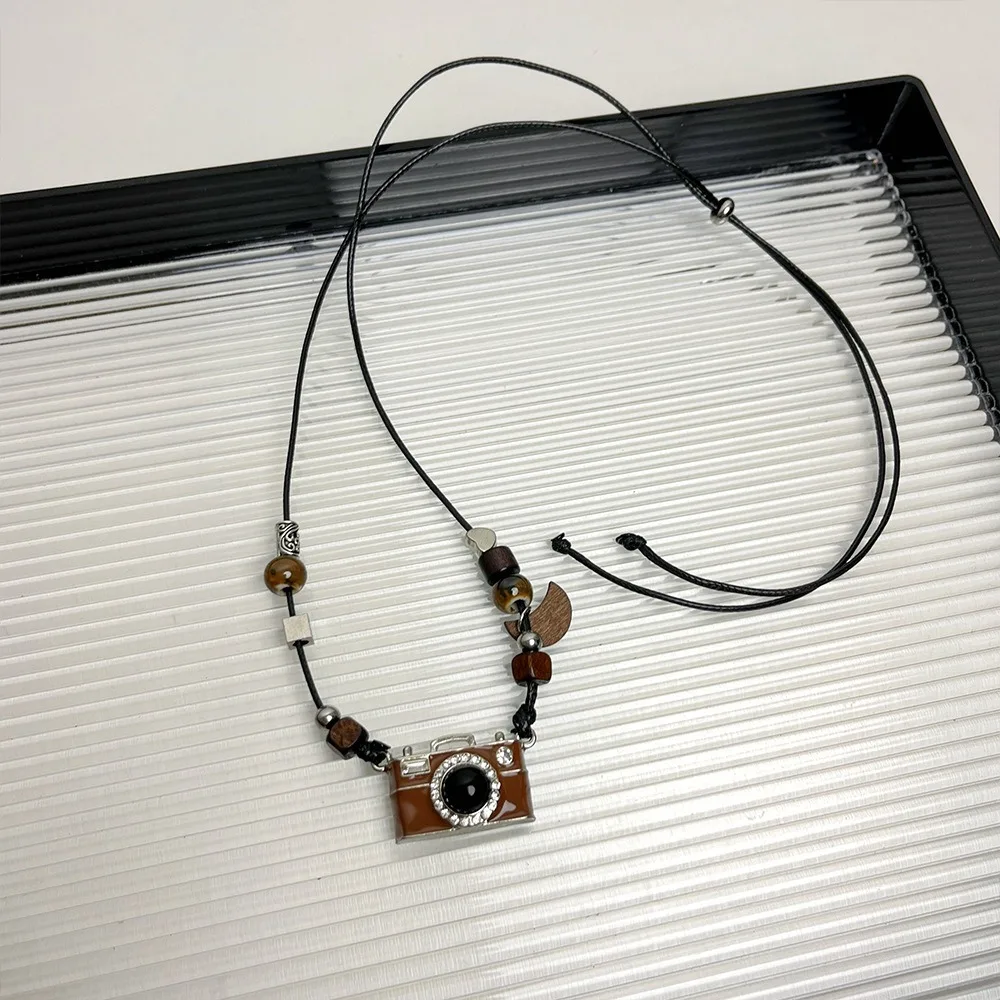 الأزياء الحلو بارد كاميرا قلادة قلادة التوابل فتاة حبل طويل الهيب هوب الرجعية قلادة الأصالة أنيقة سترة الملحقات