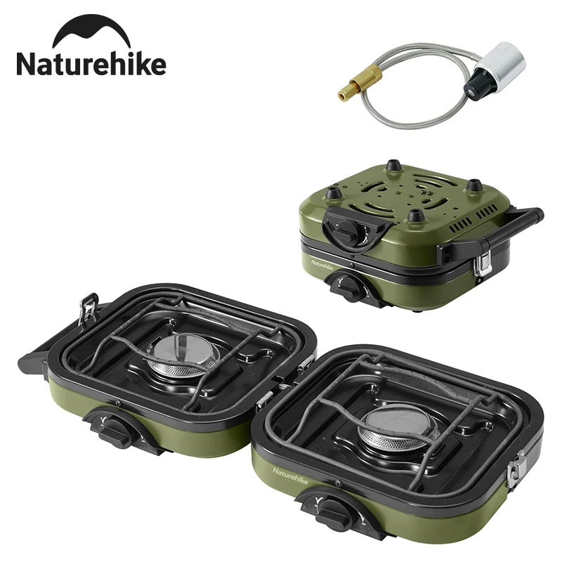 Estufa de Camping Plegable de 2 Quemadores Naturehike, Estufa de Gas Propano Portátil con Bolsa de Transporte, Estufa de 16000 BTU, Equipo para Picnic al Aire Libre