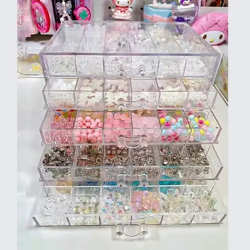 

Acrylic Bead Storage Box Handmade Transparent Drawer Divided Jewelry Accessories Packaging Display Organizer from China