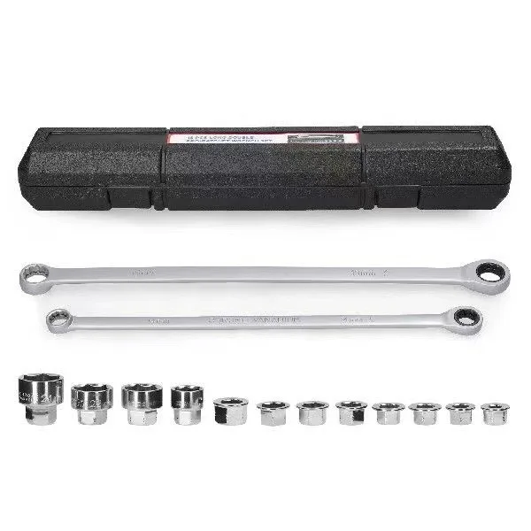 

Suitable for Dafei 72-tooth extra-long piercing thin-walled sleeve multi-functional movable ratchet wrench 15PC auto repair tool
