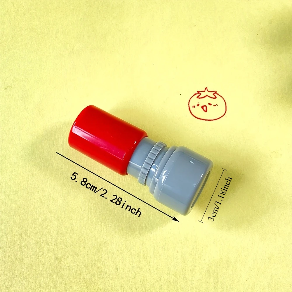 3 Small Tomato Emoticon Stamps, Angry, Sad, Tearful, Cute Circular Teacher Stamps