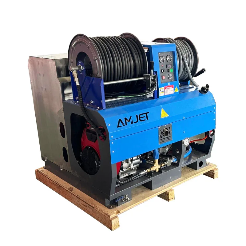 100 meter hose reel 4350psi 10gpm Chinese engine German pump high-quality sewer cleaning macshine customized hand cranked model