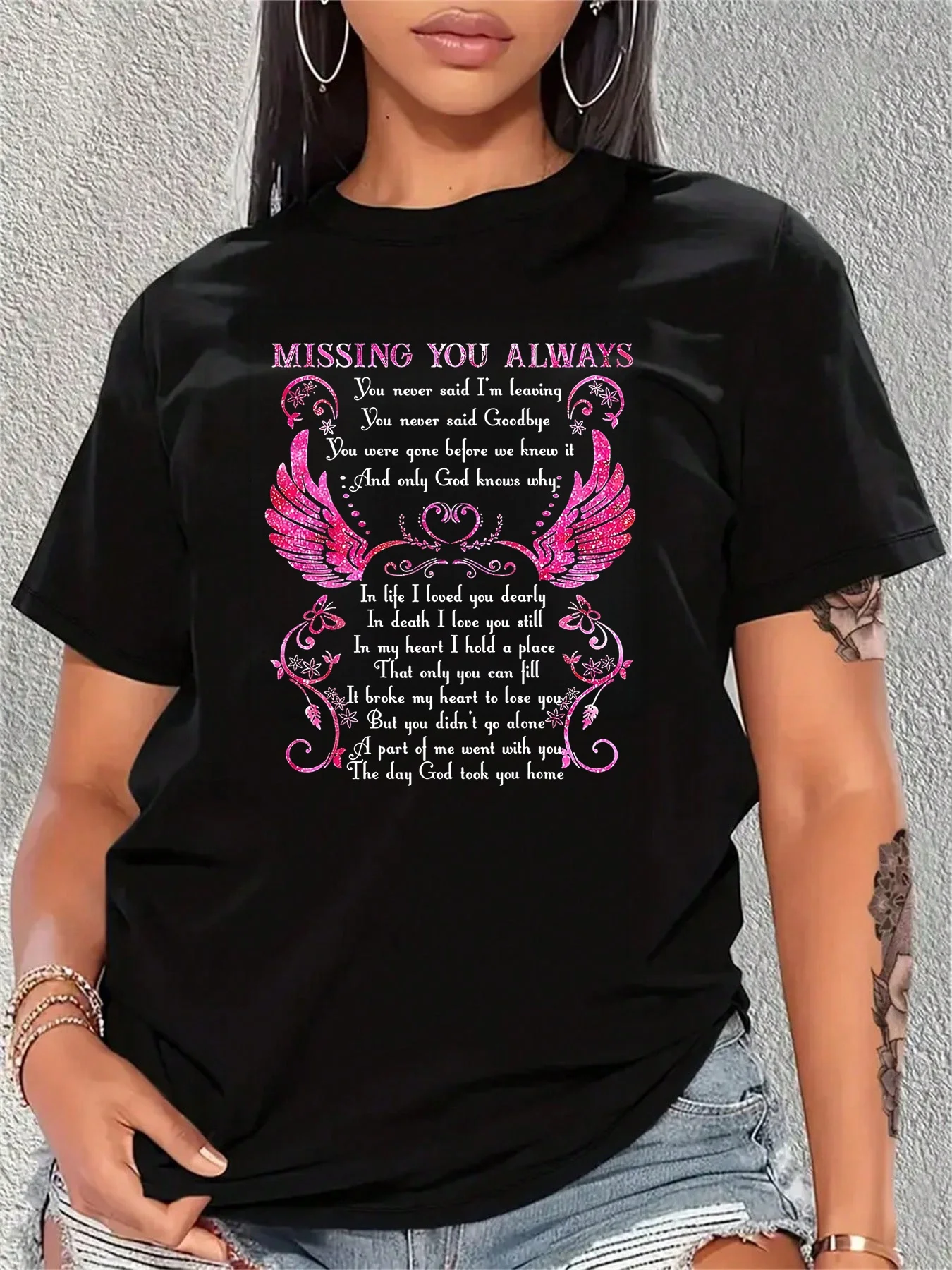 Summer Clothing Name - Damen-Gedenk-T-Shirt „Always Remembering You In Heaven