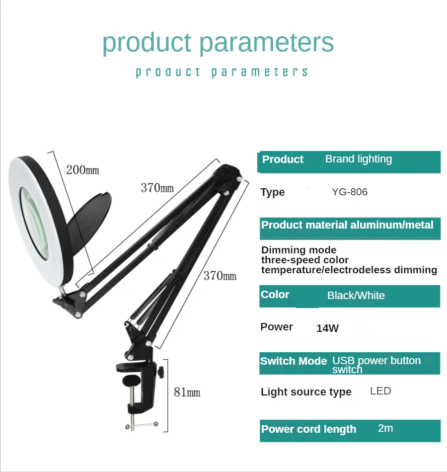 NEW 200MM Diam 120 LED 8X Magnifying Glass for Reading Soldering station phone with LED light stand Illuminated magnifier