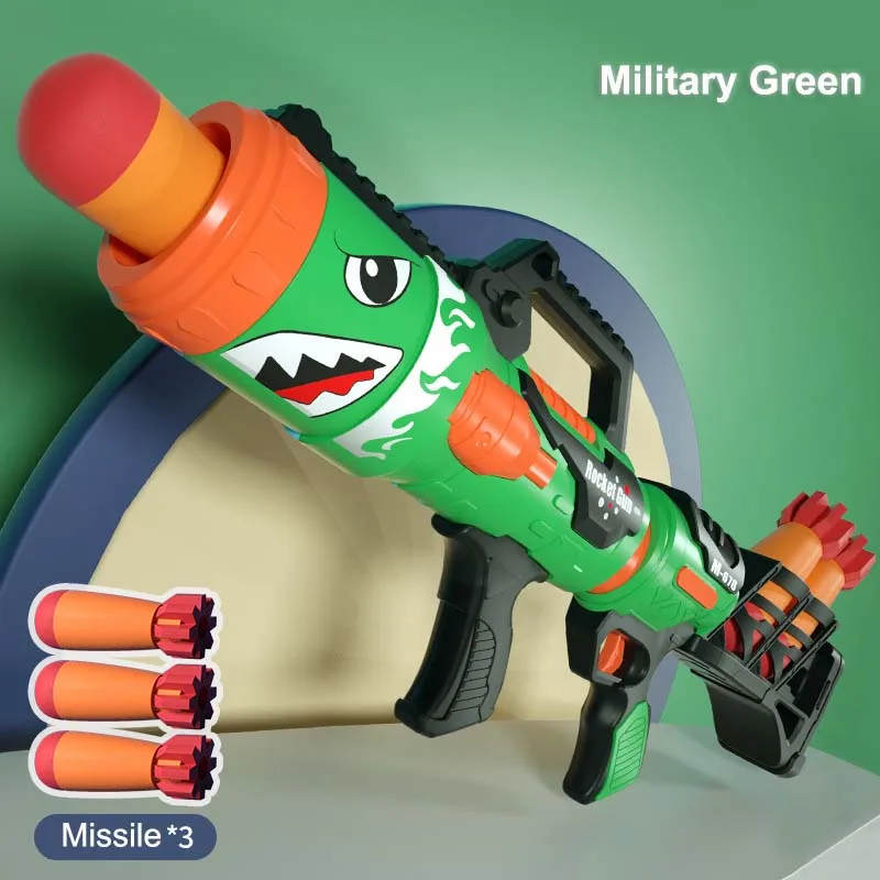 

69cm Shark Rocket Launcher Air Soft Bullet Toy Gun Plastic Can Launch Bullets Long Range Shooting Toy For Kids Outdoor Games