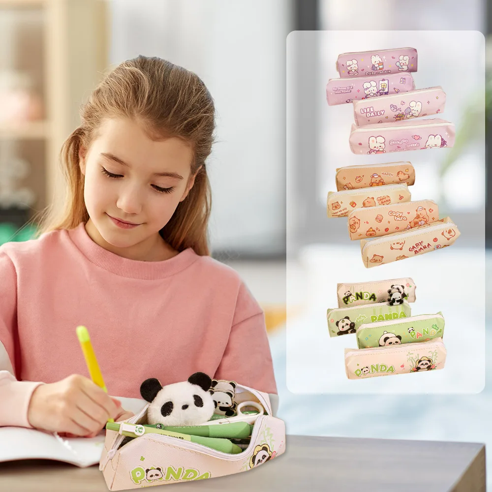 

Новая Холщовая Сумка для карандашей с милым рисунком панды, коробка для канцелярских принадлежностей с кроликом, вместительная сумка для канцелярских принадлежностей