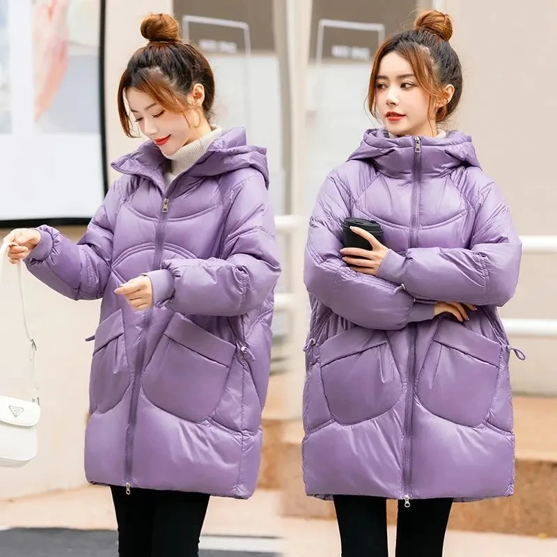 2023 Nieuwe Winter Parka 'S Capuchon Dons Dames Casual Losse Warme Katoenen Gewatteerde Jassen Parka Bovenkleding Vrouwen Overjas