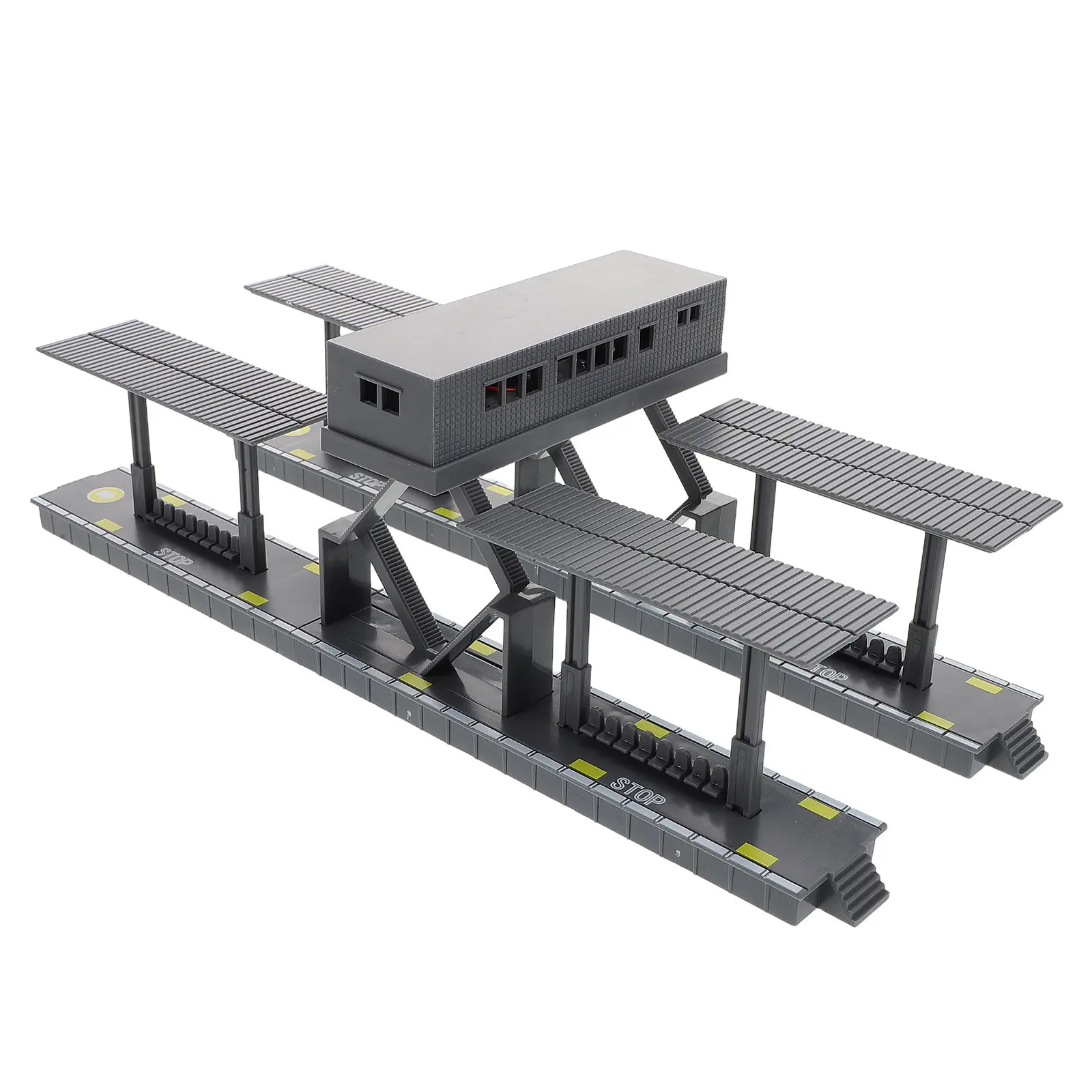 

1Set DIY Train Platform Assembly Kit Lifelike Railway Scenery Footbridge Plastic Diorama Train Set Decor Accessories