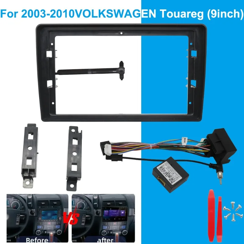 

For Volkswagen Touareg 2003-2010 9 Inch Dashboard Panel Trim Kit Center Console Mount Frame Audio Screen Installation Bezel