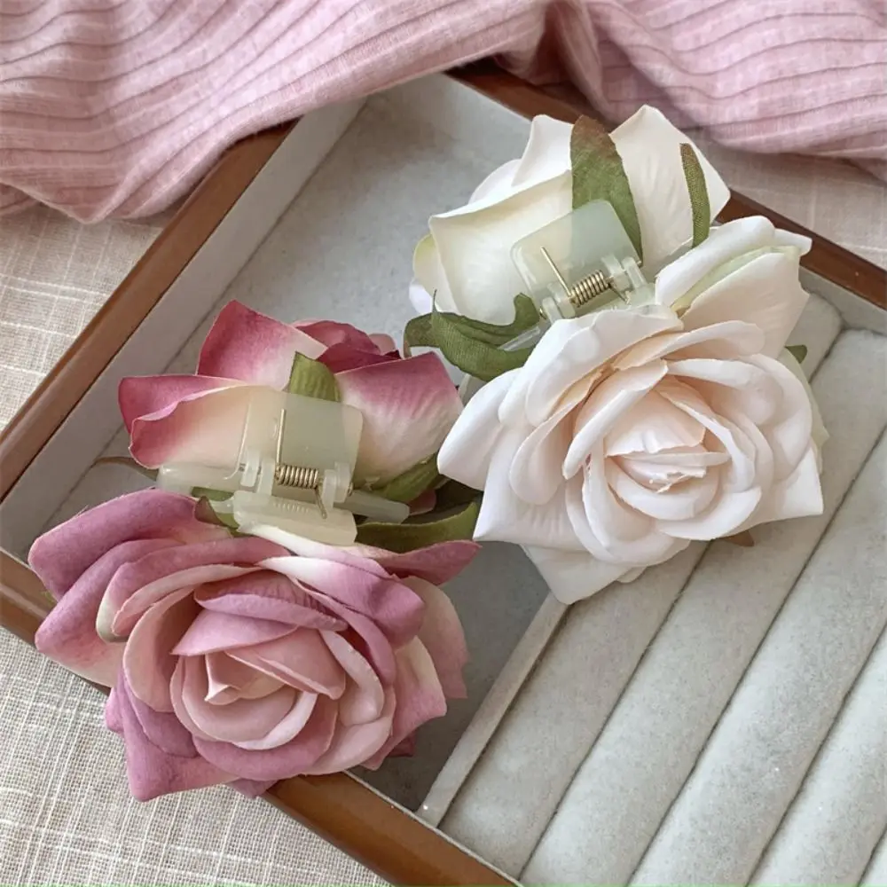 لطيف الفاوانيا زهرة زهرة مشبك شعر القماش ذيل حصان كليب روز مشبك شعر لطيف دبوس القرش كليب كبير القرش كليب فتاة #3