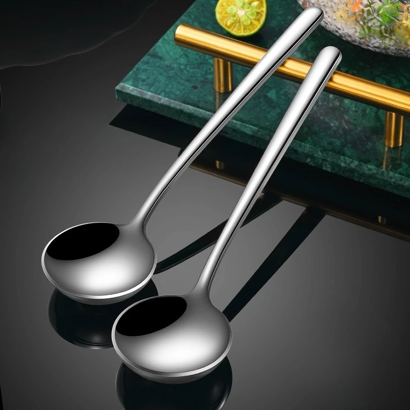 Thick 304 Stainless Steel Eating Watermelon Spoon Household Deepening Soup Spoon Long Handled Kitchen Tools Creative Tableware