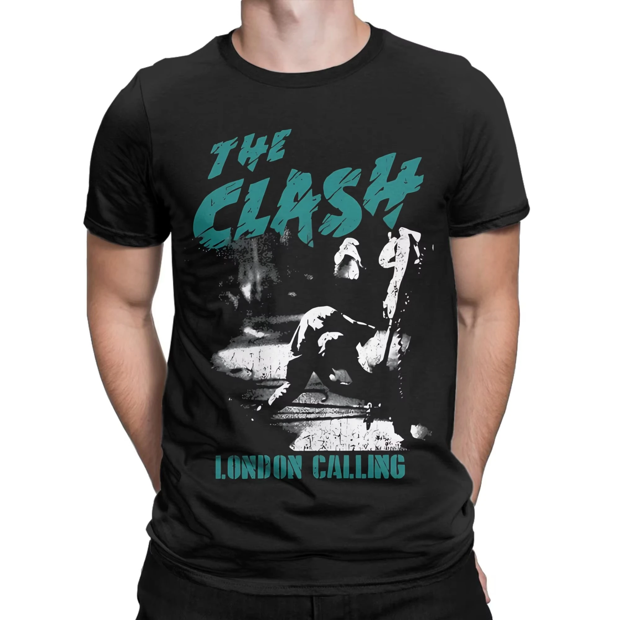 تي شيرت The Clash London Calling للرجال والنساء تي شيرت عتيق برقبة دائرية تي شيرت بأكمام قصيرة