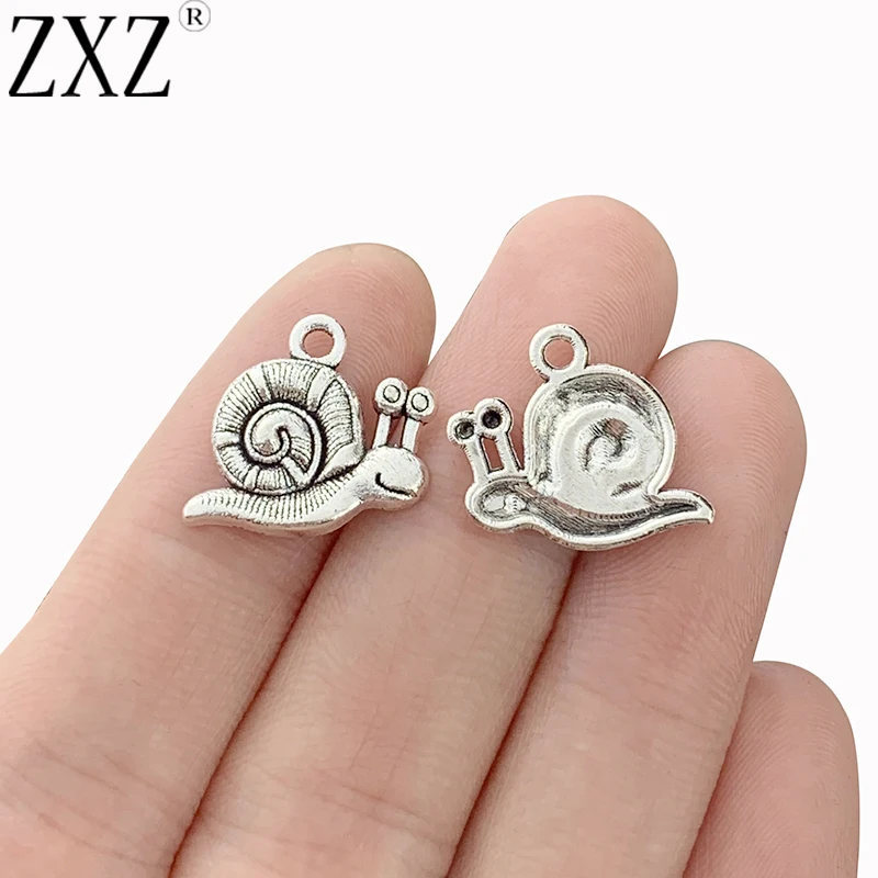 ZXZ 20pcs Antique Silver Color Snail Charms Pendants Beads for Necklace Bracelet Jewelry Making 16x17mm