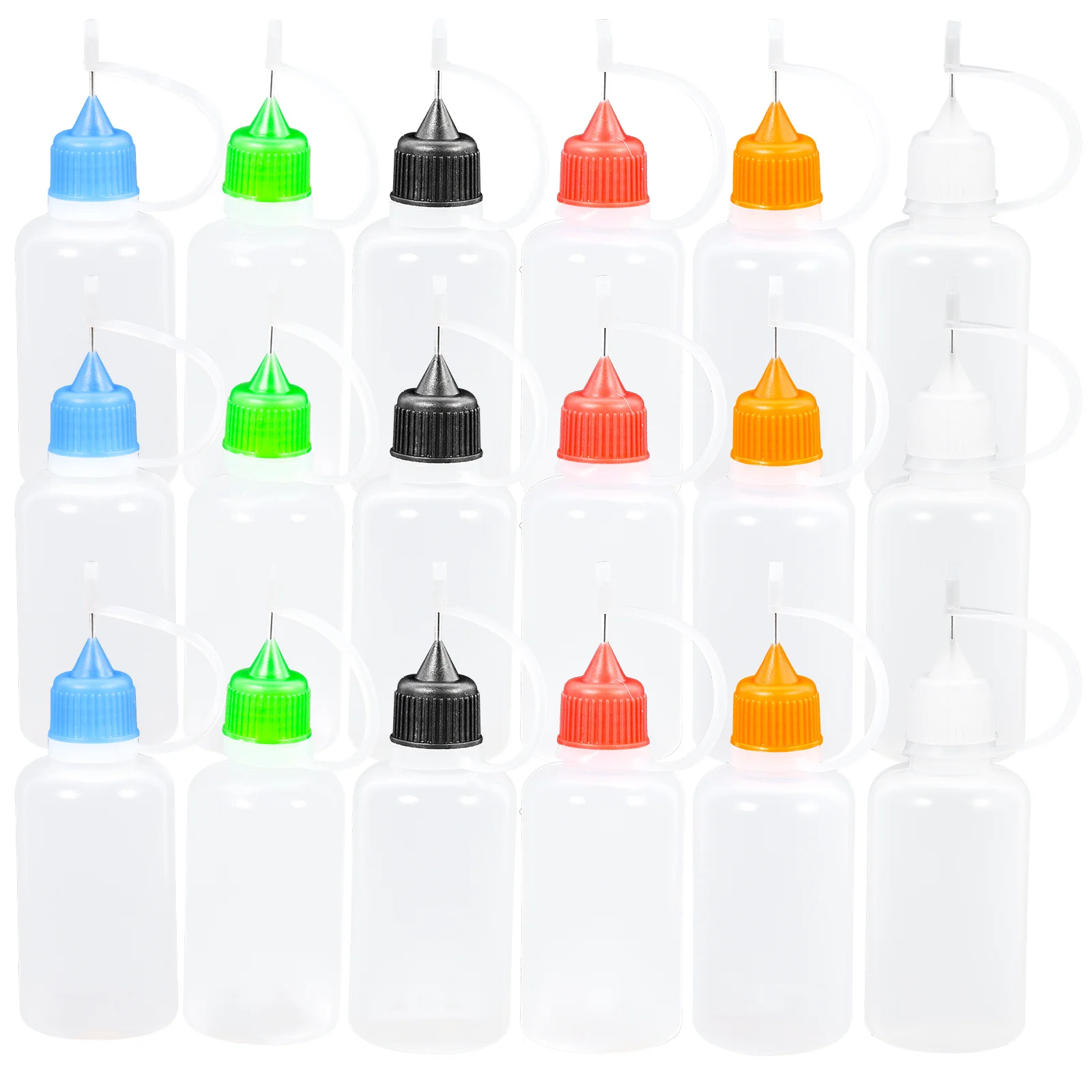 

18pcs Translucent Tip Bottles 6 Colored Needle Tips Precision Applicator For Diy Craft Painting Glue Ink Dispenser Squeeze