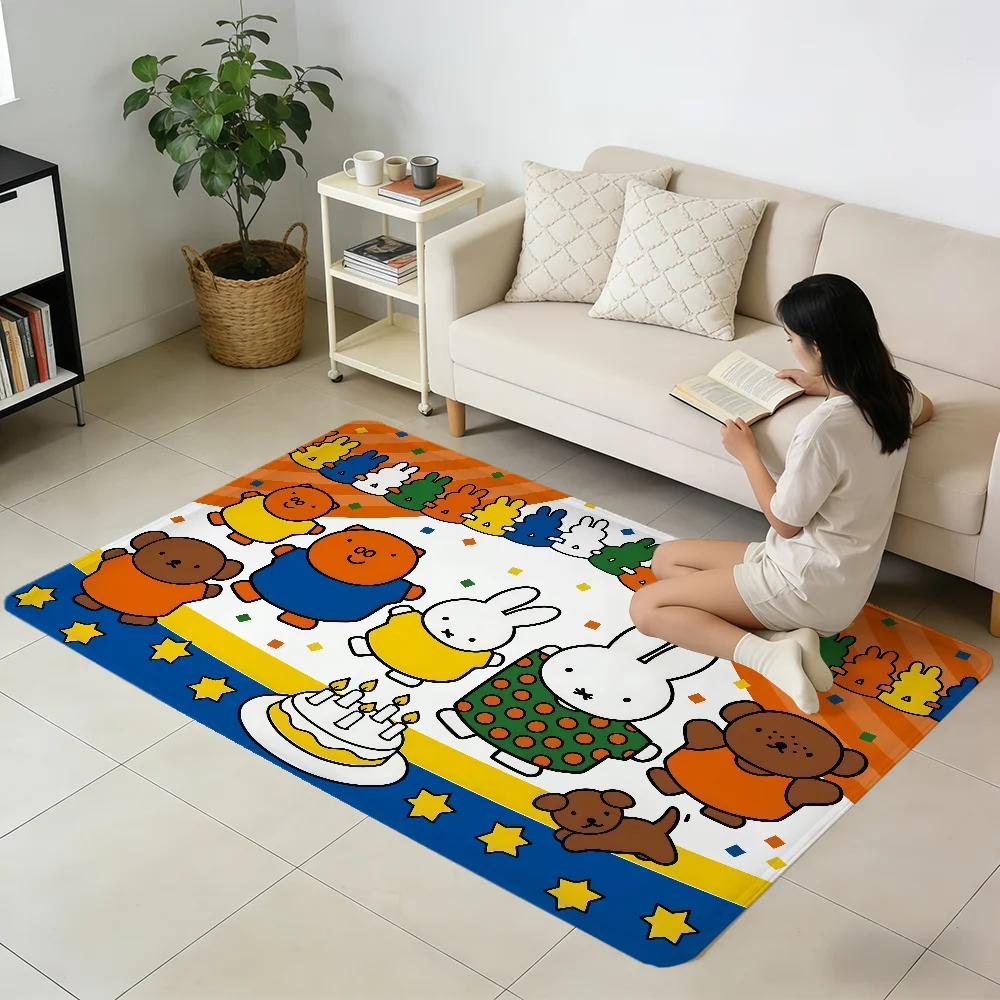 Cartoon Rabbit kawaii fun M-Miffy hogar Bedside Rug Kitchen Bath Floor Mat Hallway Balcony Carpet Entrance Doormat Decor Home