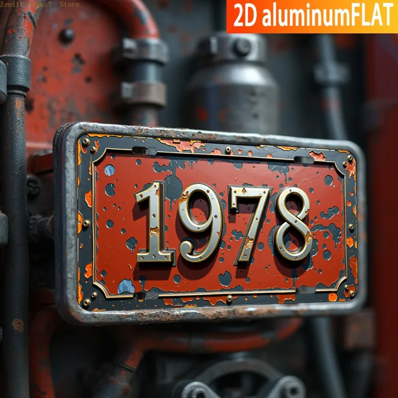 2D Flaches 1-teiliges 1978 Vintage Aluminium Nummernschild Retro Metall Auto-Schild Wanddekoration