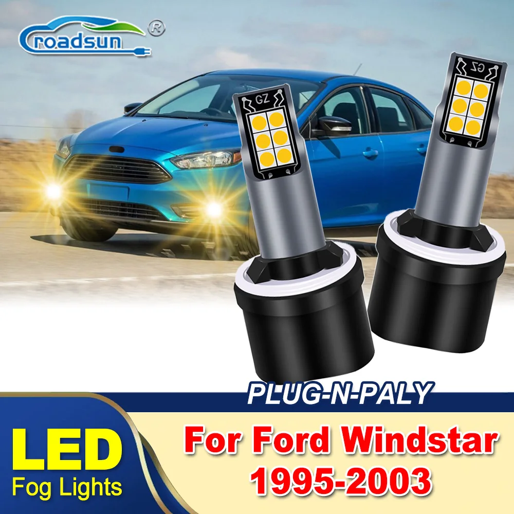 ROADSUN 880 899 Fog Lights For Ford Windstar 1995-2003 2001 2002 2003 2PCS 3000K Canbus Car Upgrade LED Fog Light Lamp Bulbs