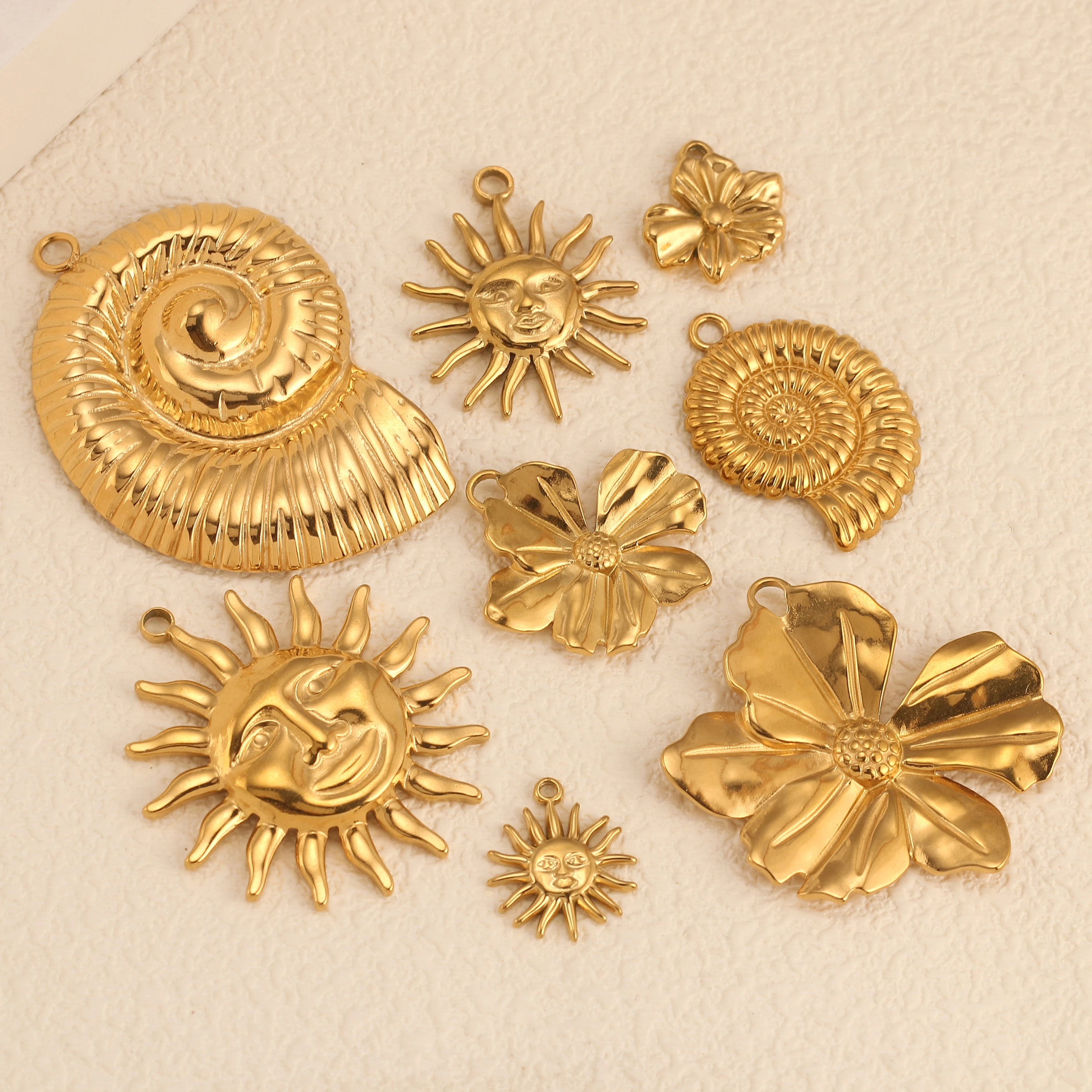 3 sztuk/partia odlewanie słońce/koncha/kwiat Charms ze stali nierdzewnej małe/duże Bohemia modne wisiorki naszyjnik DIY materiały do ​​wyrobu biżuterii