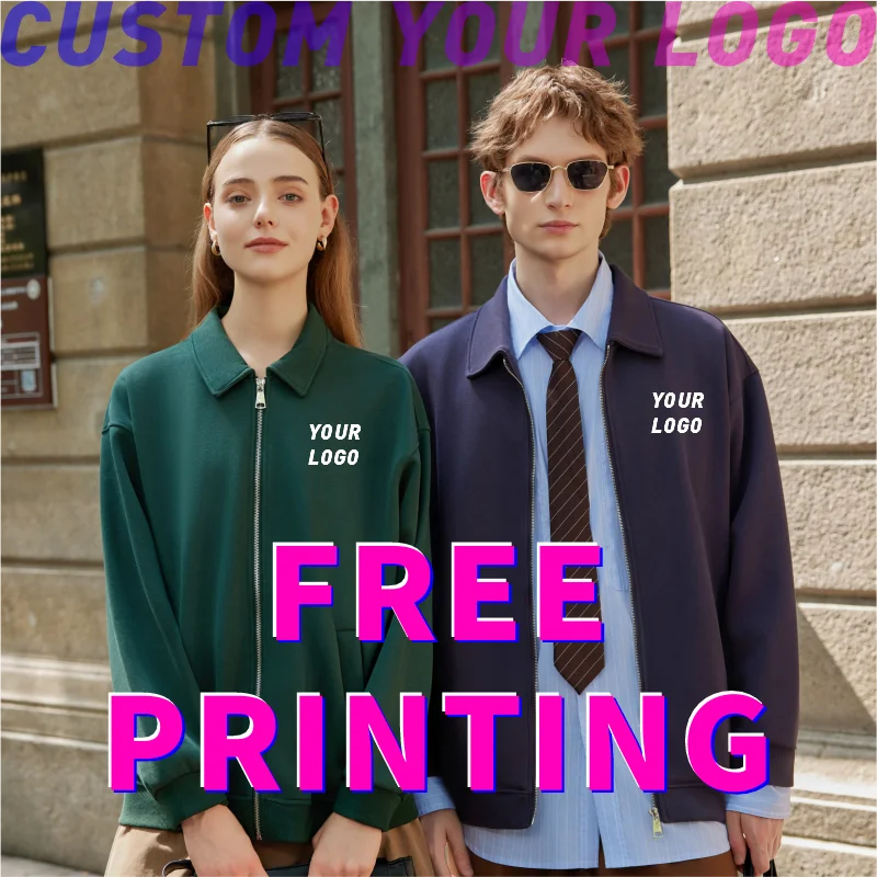 Custom jacket free print logo picture stand collar coat zipper T-shirt spring autumn jersey men women long sleeves work clothes