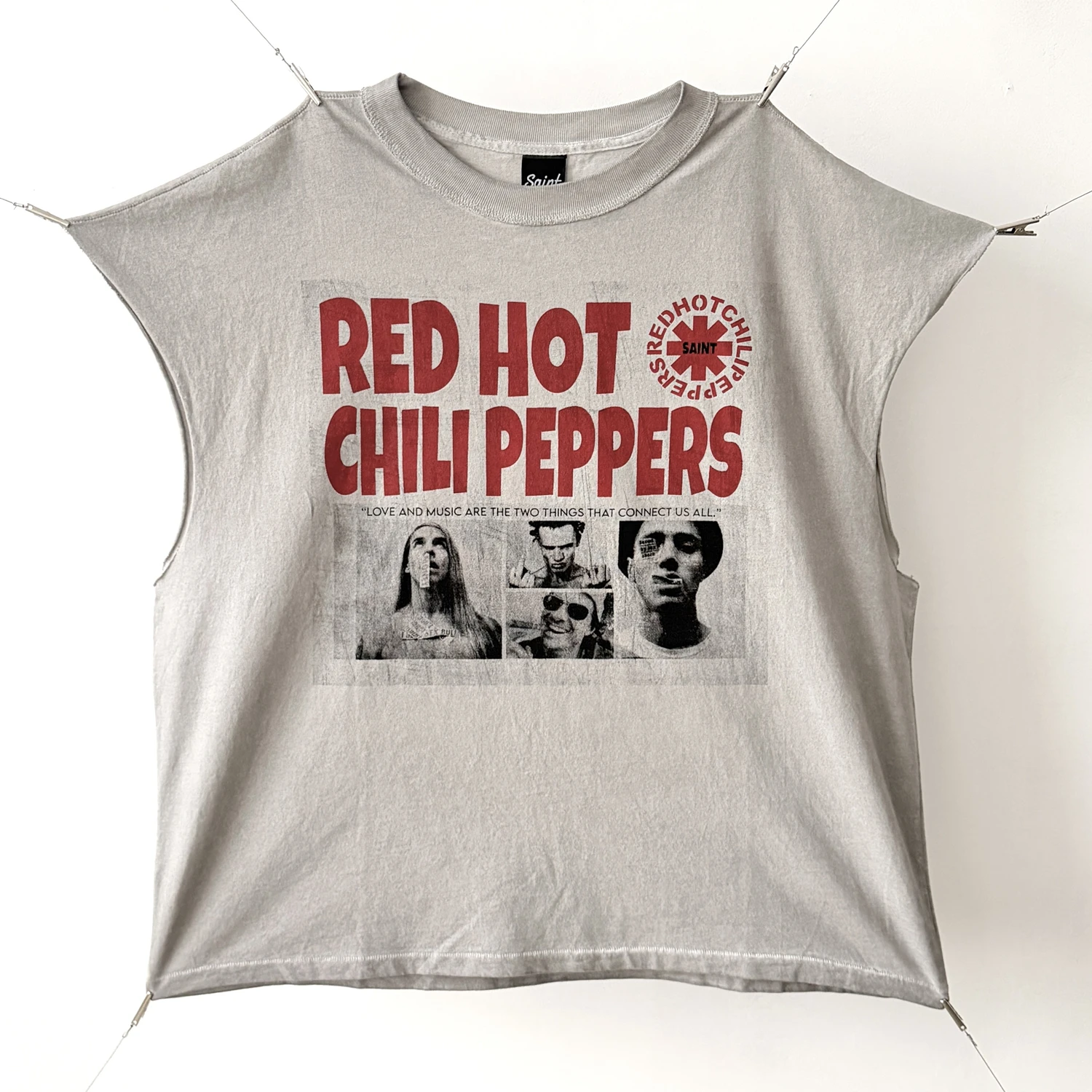 Washed Saint 26SS RHCP Cut Sleeves T-shirt Men Women Best Quality Tops Tee T Shirt