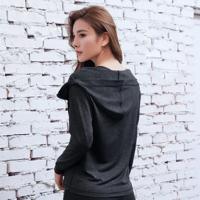 Women Running Jackets Hooded Jacket Quick Dry Jogging Zipper Coat Fitness Clothing Sport Gym Sportswear Sweatshirt Pilates Top