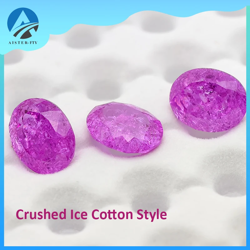 

NEW Oval Shape Pink Color Crushed Ice Cotton Style Corundum Loose Gemstone for Jewelry Making DIY Design