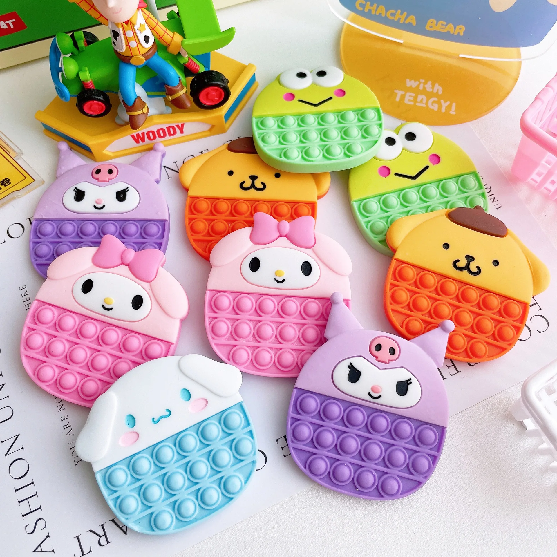 2Pcs Kawaii Sanrios Bubble Series My Melody Kuromi Cinnamoroll Cartoon Large Phone Case DIY Hairpin Resin Patch Accessories Toy