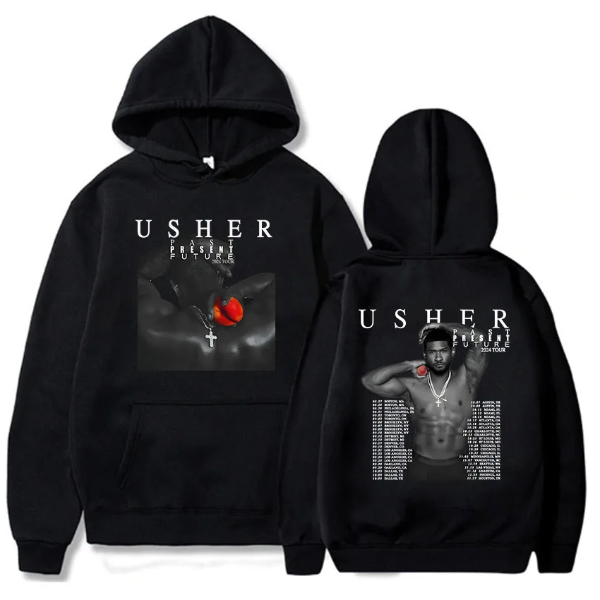 COMING HOME Usherr Rapper Hoodies Past Present Future Tour 2024 Sweatshirt for Winter Heavy Mental Fashion Unisex Pullovers Men