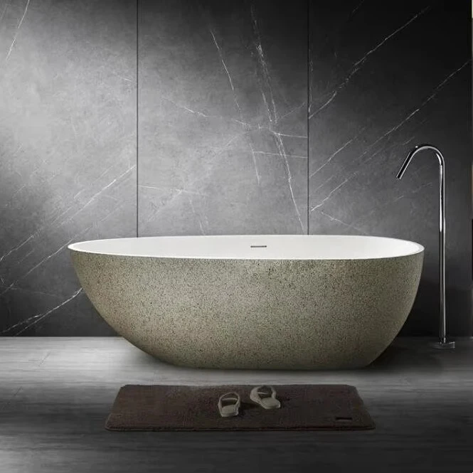 

Artificial Stone Bath Tub One Person Hot Tub Modern Bathroom Resin Free Stand Bathtub for Hotel