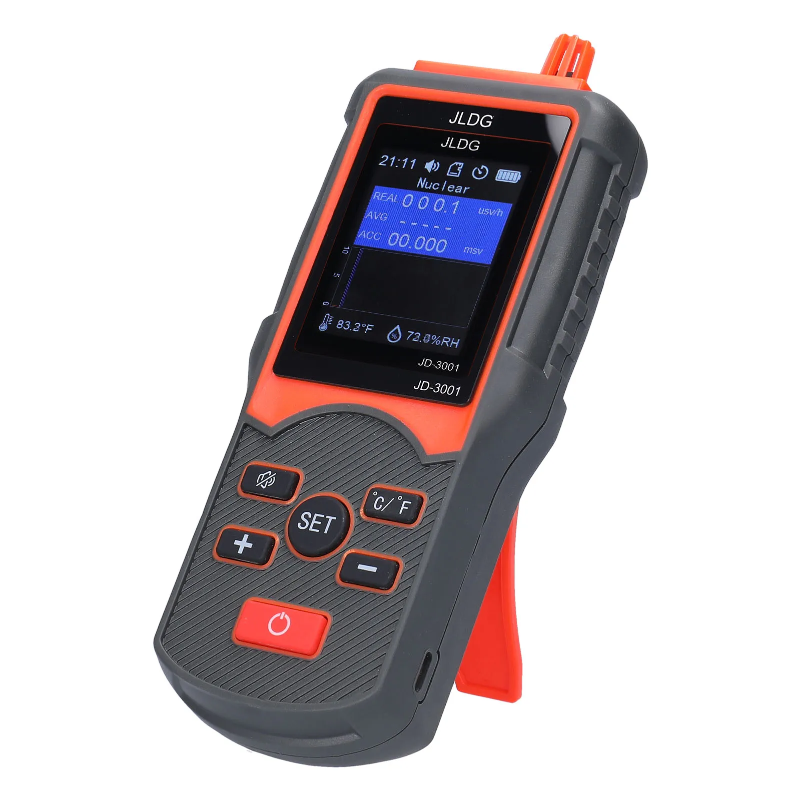 JD-3001 Multifunctional Geiger Counter and Electromagnetic Radiation Detector Temperature and Humidity Measurement Device with D