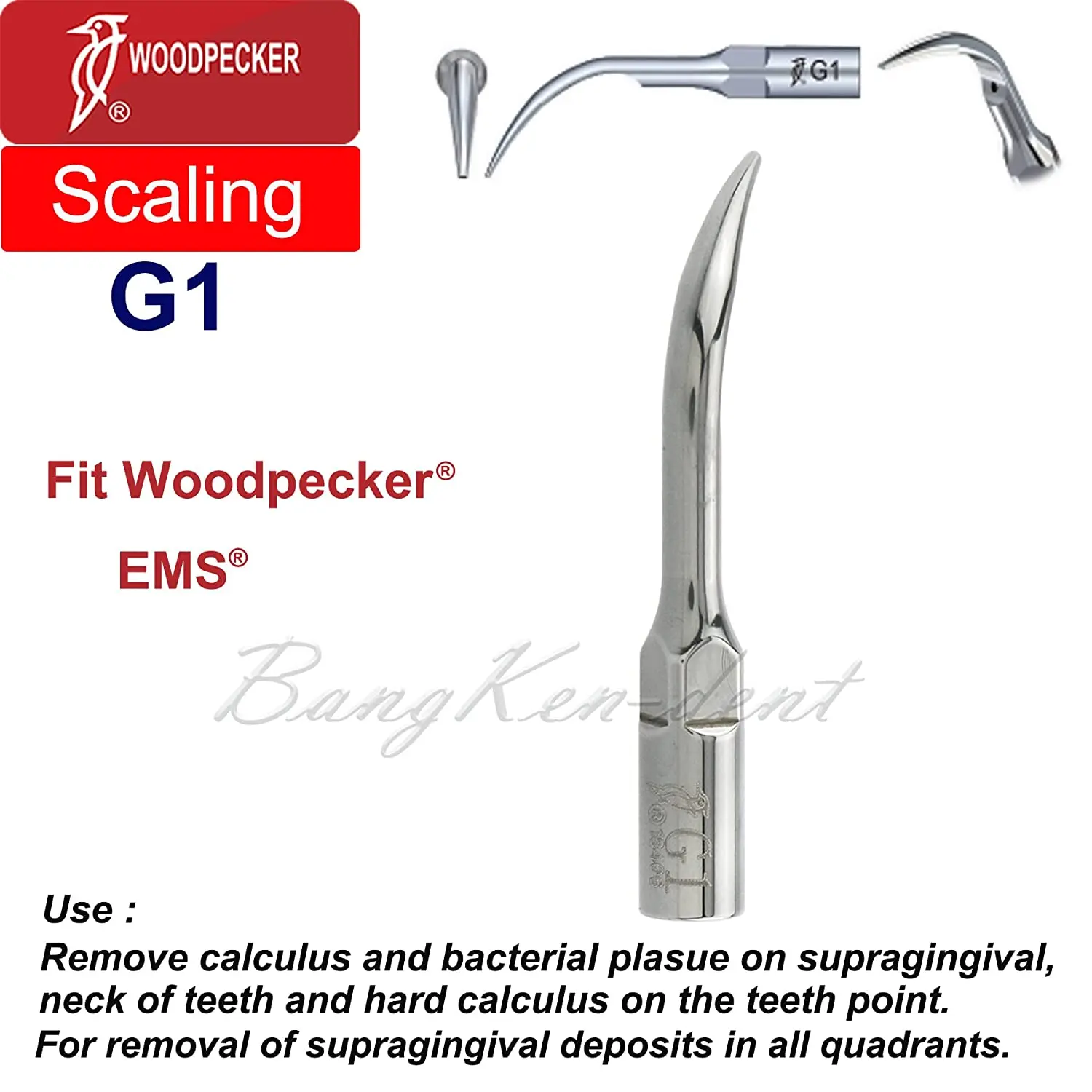 WOODPECKER Original Dental Scaler Tips G1-G8 for EMS REFINE Ultrasonic Scaler Handpiece Dental Ultrasonic Scaler Scaling Tip