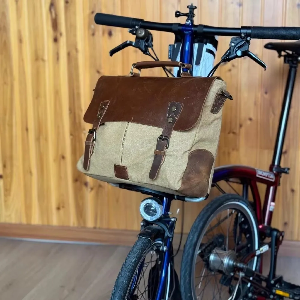 

Складная сумка на переднюю раму велосипеда, винтажная сумка из конской кожи для кожаной сумки Brompton, 15 л, мужская офисная сумка cline pline tline