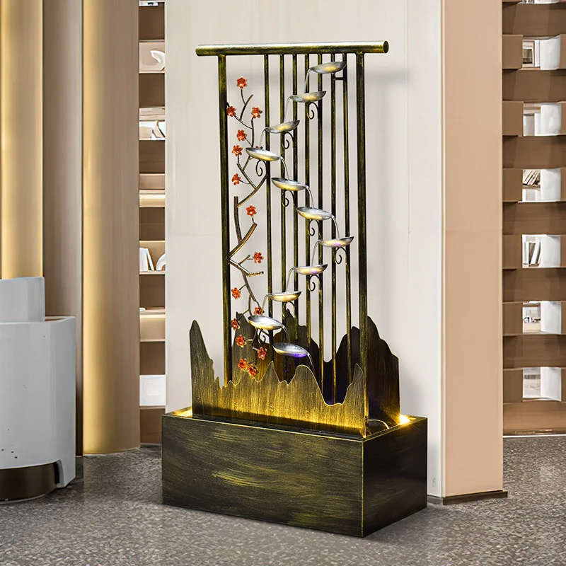 

New Chinese screen partition, fountain, living room, flowing water ornaments, floor-to-ceiling circulating water view