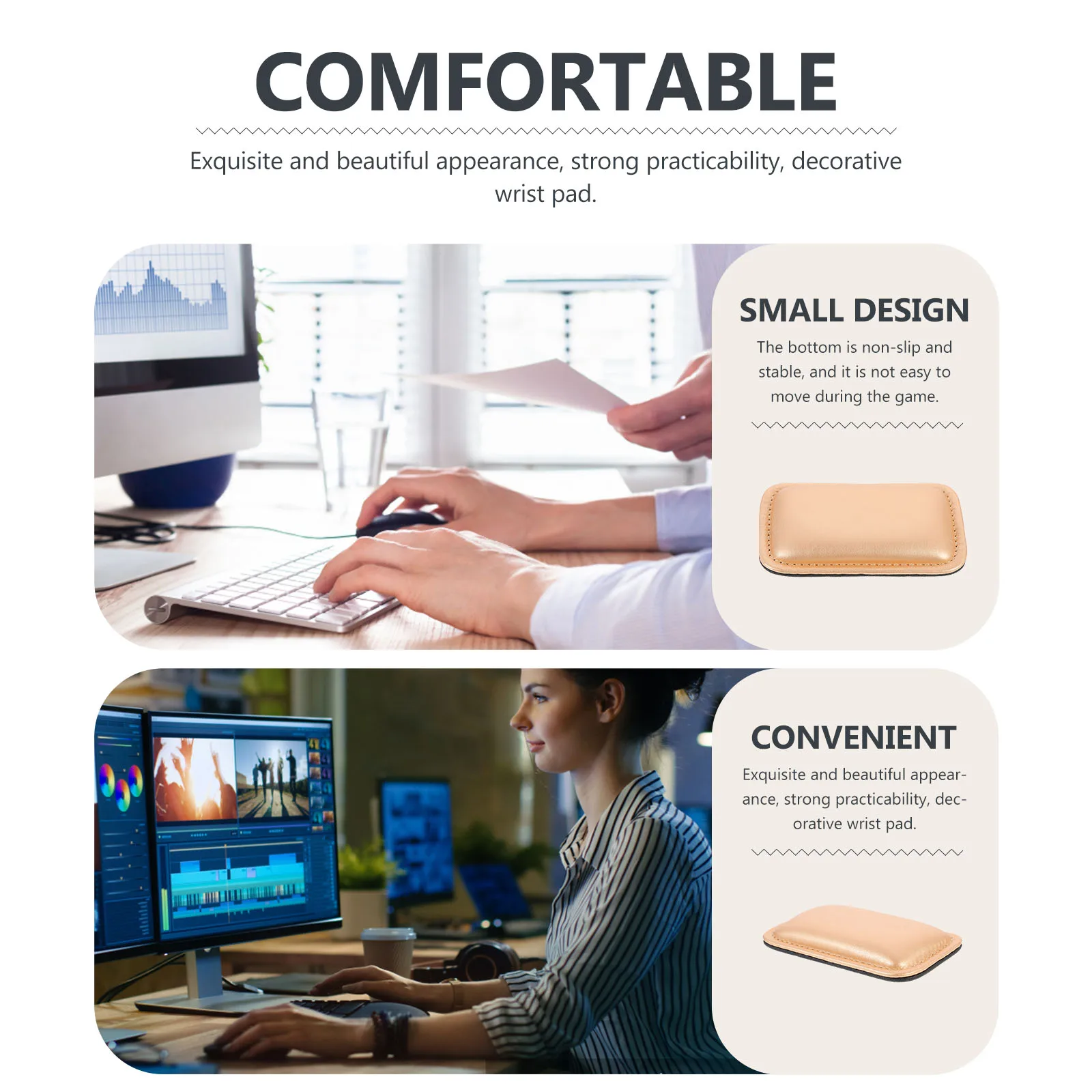 

Mouse PU Wrist Rest Gaming Support Rectangular Comfortable Non-Slip Hand Cushion for Office Computer Use Mouse Wrist Rest