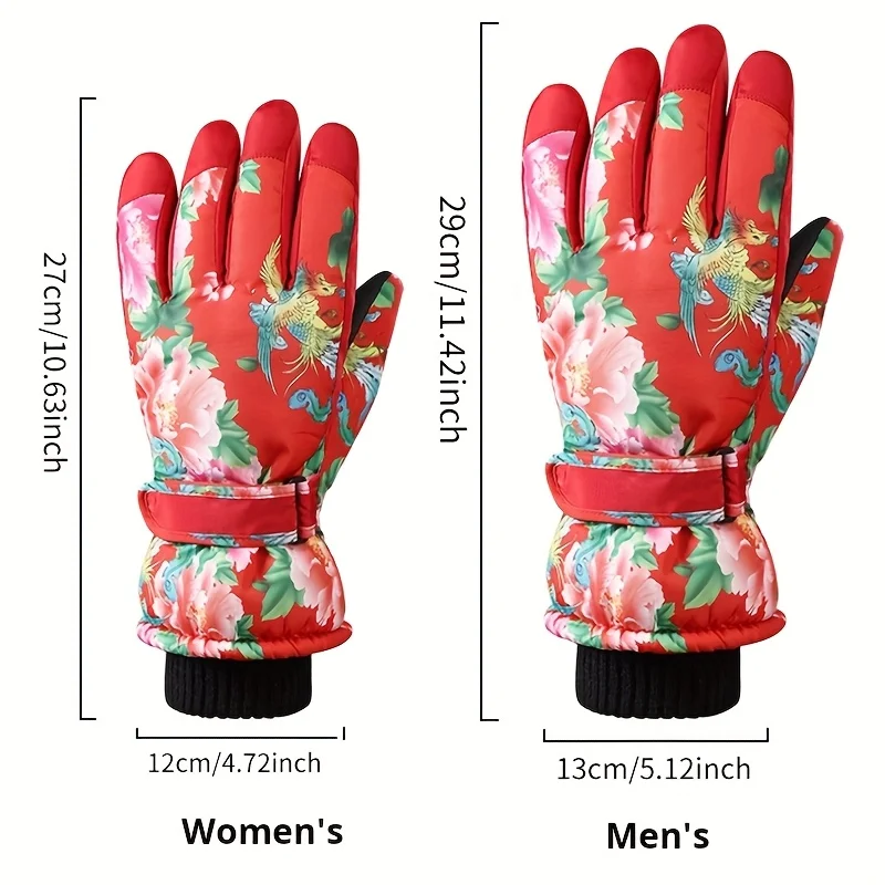 Thickened, warm, and fleece-lined ski gloves for couples, featuring touchscreen compatibility, suitable for cycling and providin