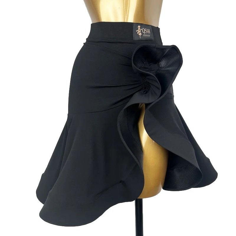 

Юбка для латинских танцев для взрослых, тренировочная одежда, стандартное выступление для выпускного танго, красная, черная, нерегулярная юбка из рыбьей кости