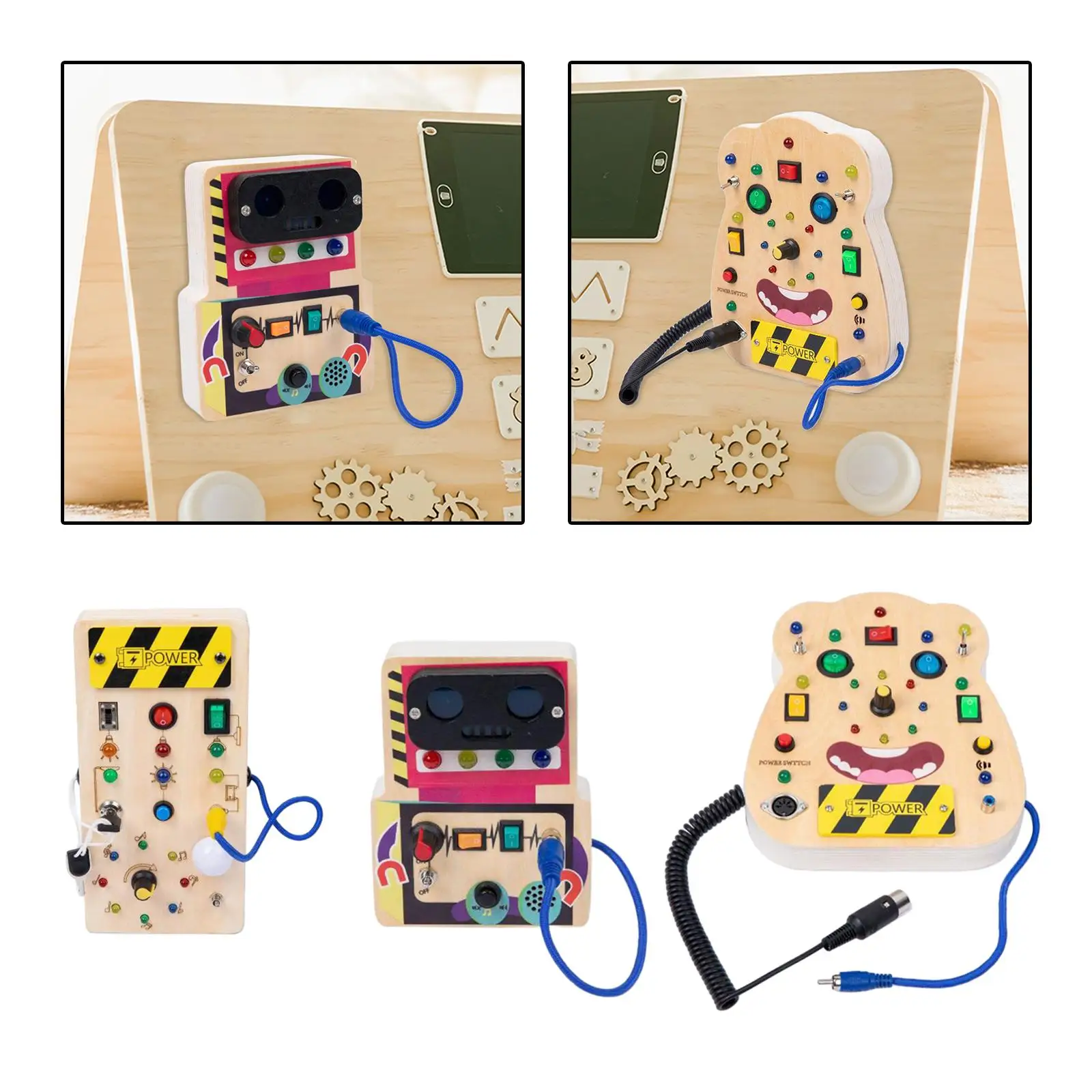 LED Montessori Busy Board Wooden Sensory Board Button Switch for Preschool